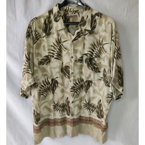 Fieldmaster Men's Hawaiian / Camp Shirt - 2XL , Beige, Fronds Extra Buttons